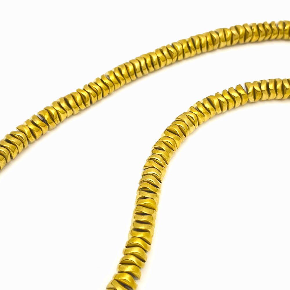 Contas de hematita disco dourado