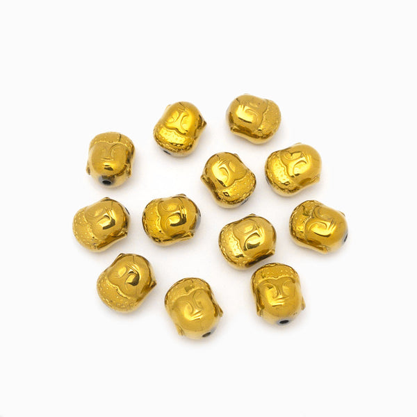 Contas de hematita cabeça de buda dourado