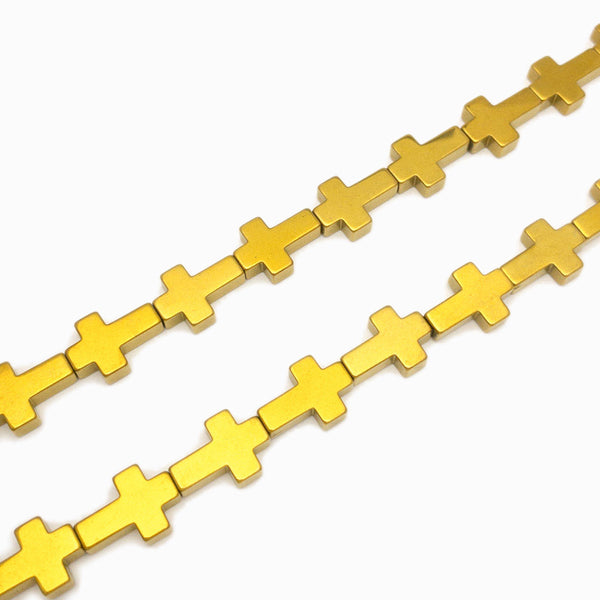 Contas de hematita cruz dourado