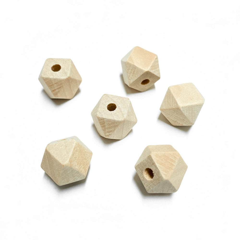 Contas de madeira hexagonal