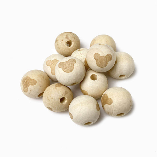 Contas de madeira com recorte mickey