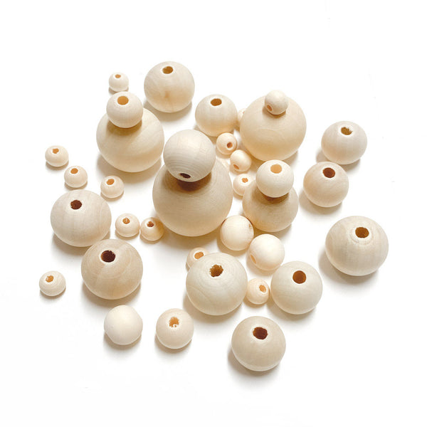 Contas de madeira cru para trabalhos manuais