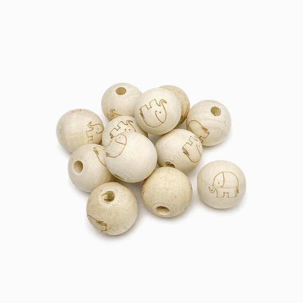 Contas de madeira com recorte elefante