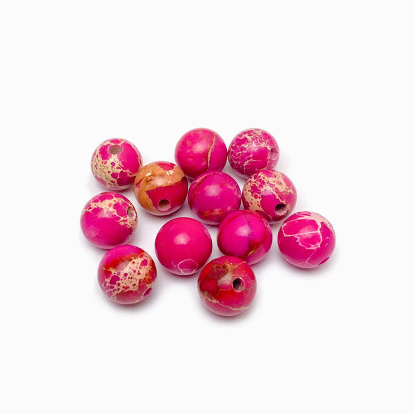 Fiada Contas Pedra Jaspe Imperial Rosa Choque 8mm