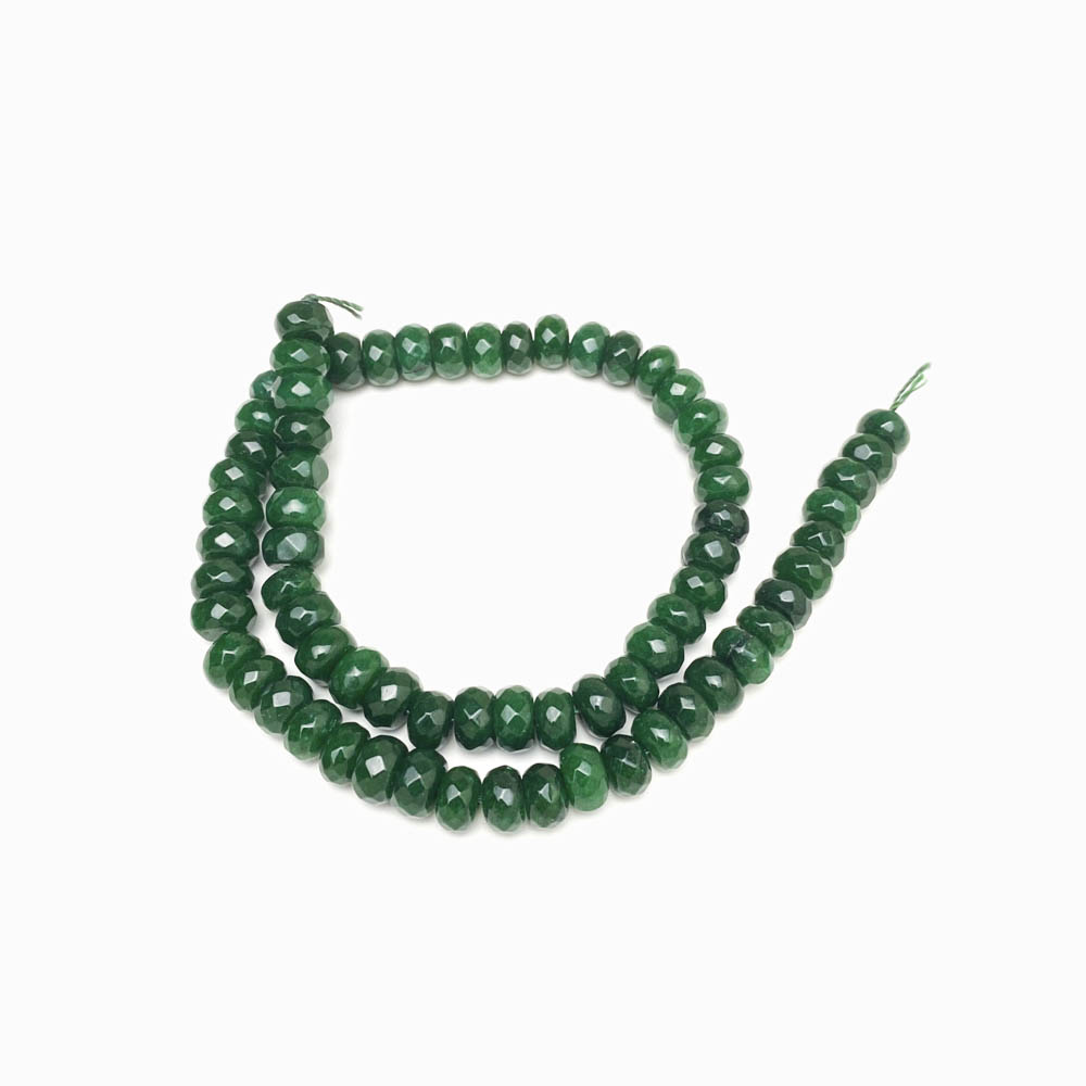 Fiada contas de pedra facetadas verde escuro