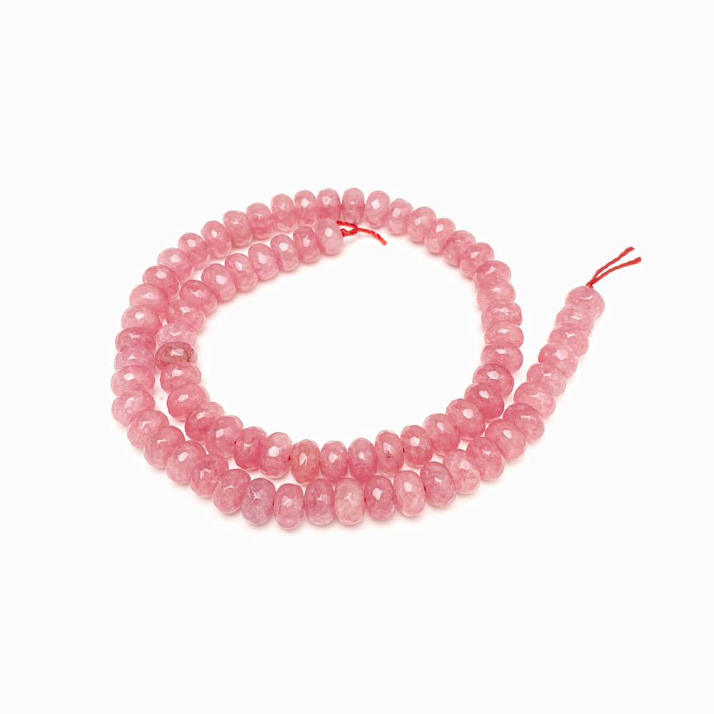 Fiada contas de pedra facetadas rosa