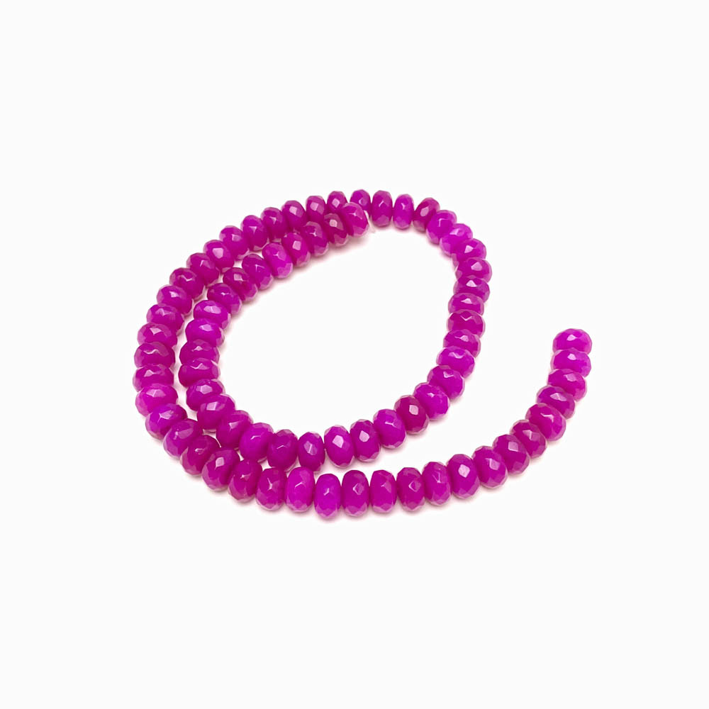 Fiada contas de pedra facetadas rosa choque