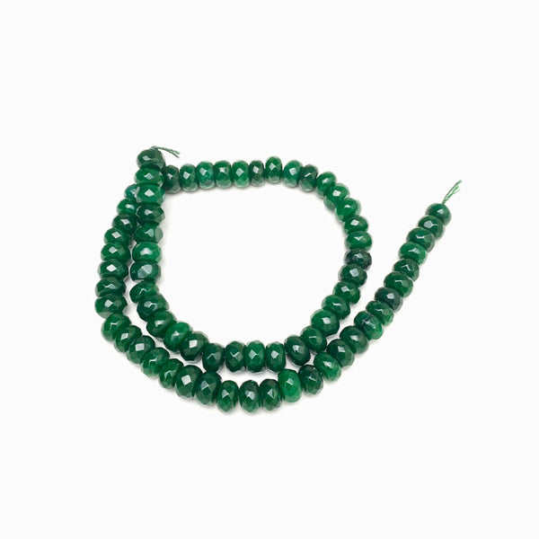 Fiada contas de pedra facetadas verde escuro