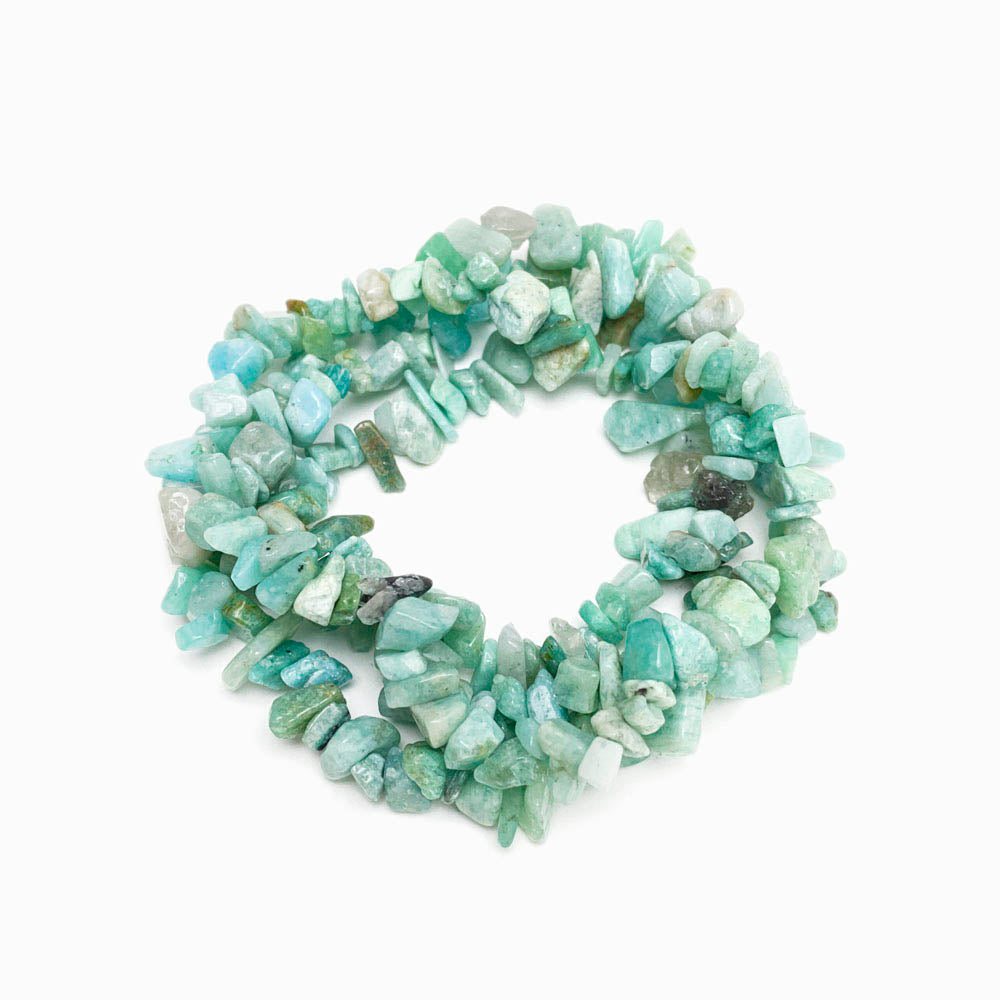 Contas de pedra cascalho verde agua