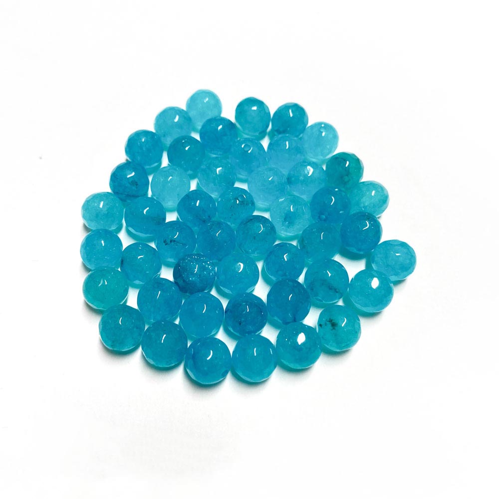 Contas de pedra semipreciosa facetadas azul piscina