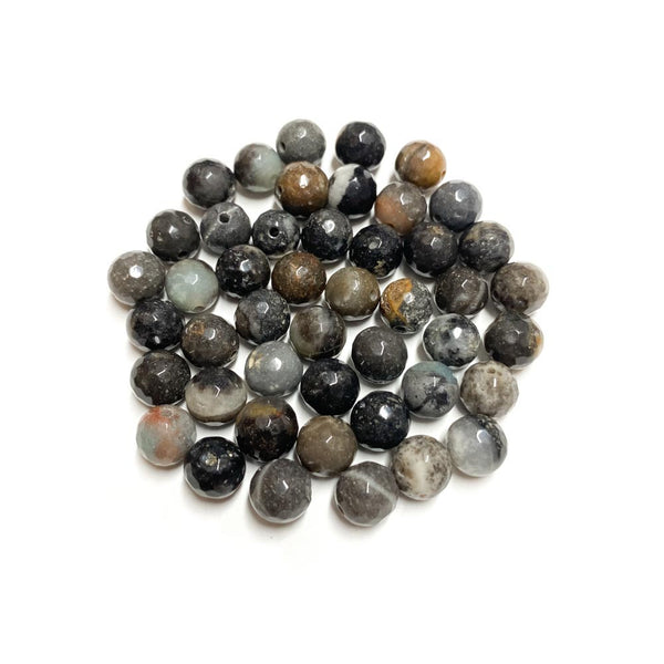 Contas de pedra semipreciosa facetadas cinza