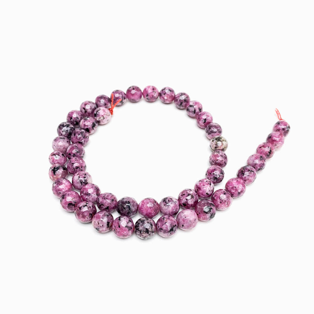 CONTAS DE PEDRA FACETADAS JASPE ROXO 8MM