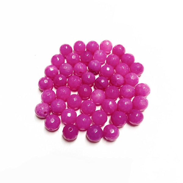 Contas de pedra semipreciosa facetadas rosa choque