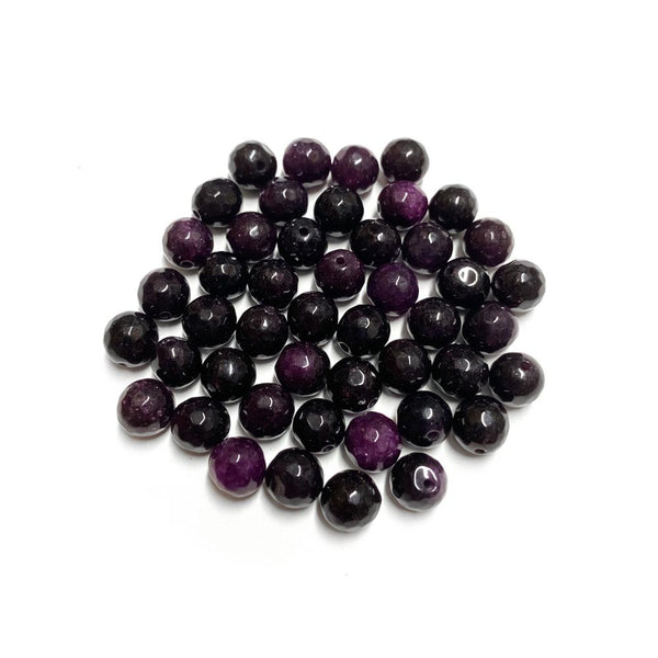 Contas de pedra semipreciosa facetadas roxo profundo