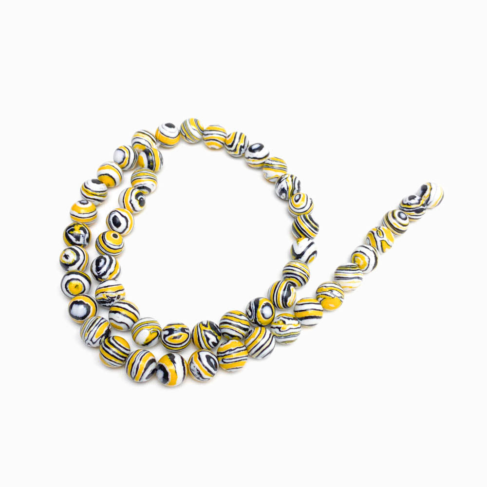 Fiada Contas Malaquita Amarela 8mm