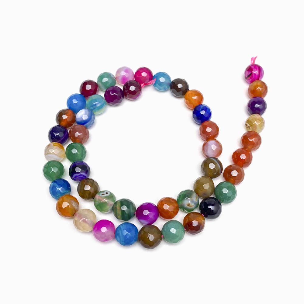 Contas de pedra ágata facetadas