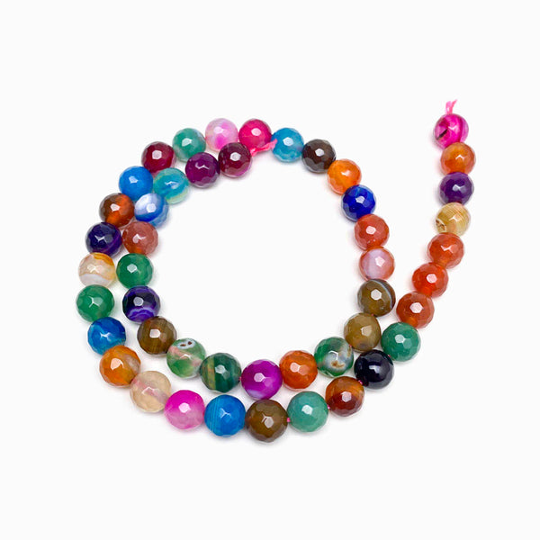 Contas de pedra ágata facetadas