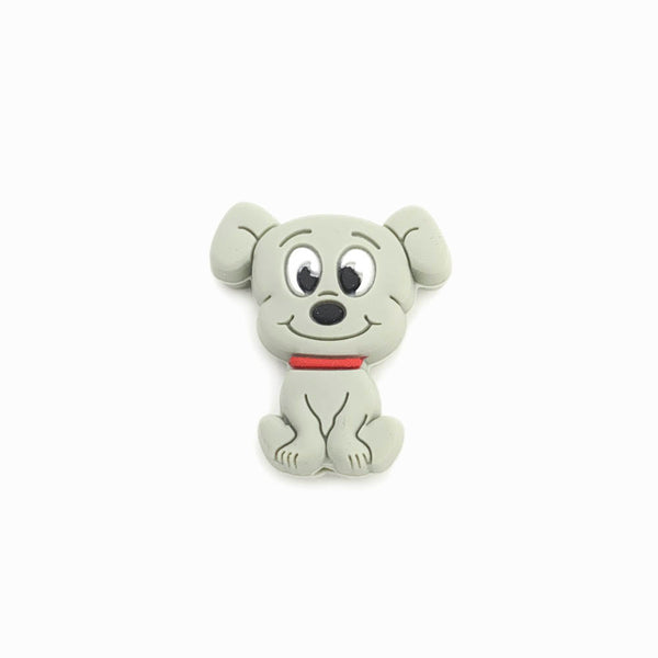 Contas de silicone para prendedor de chucha design cão 28x25mm cinza