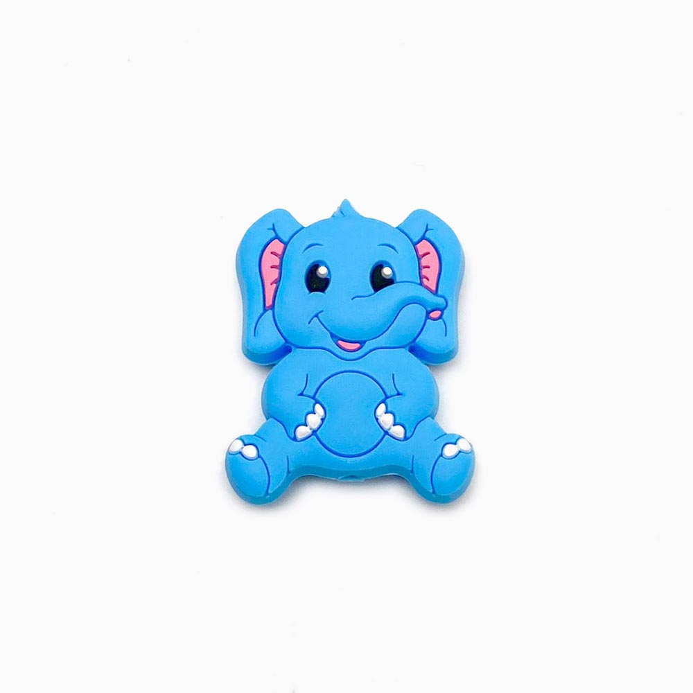 Contas de silicone para prendedor de chucha design elefante azul celeste