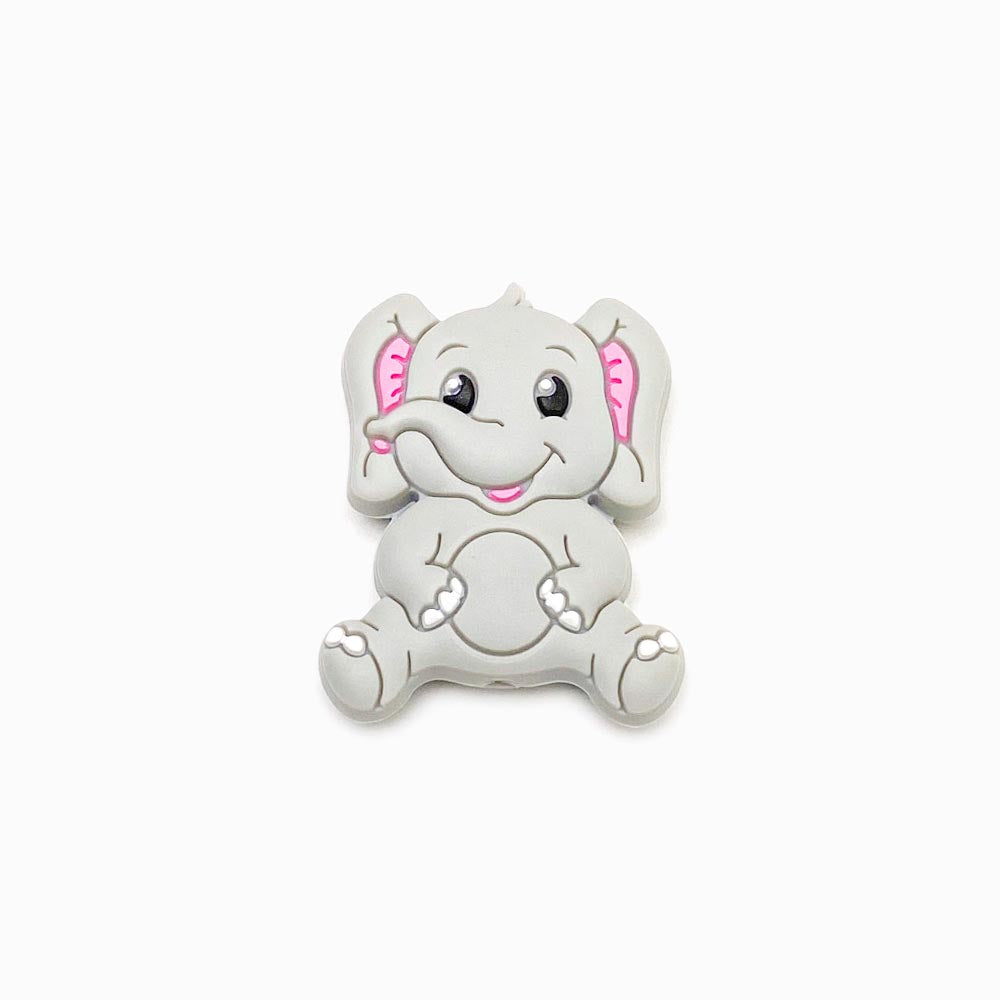 Contas de silicone para prendedor de chucha design elefante cinza