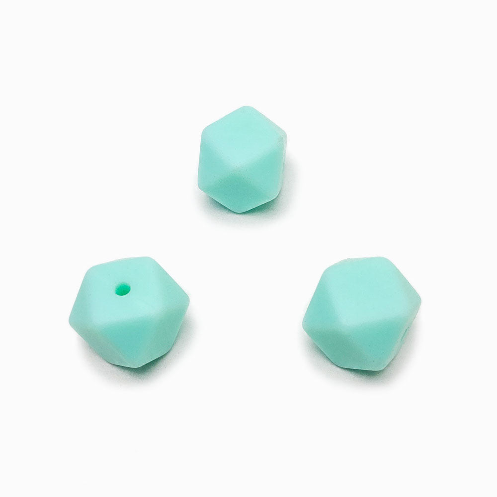 Contas de silicone hexagonal azul turquesa