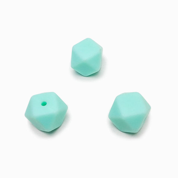 Contas de silicone hexagonal azul turquesa
