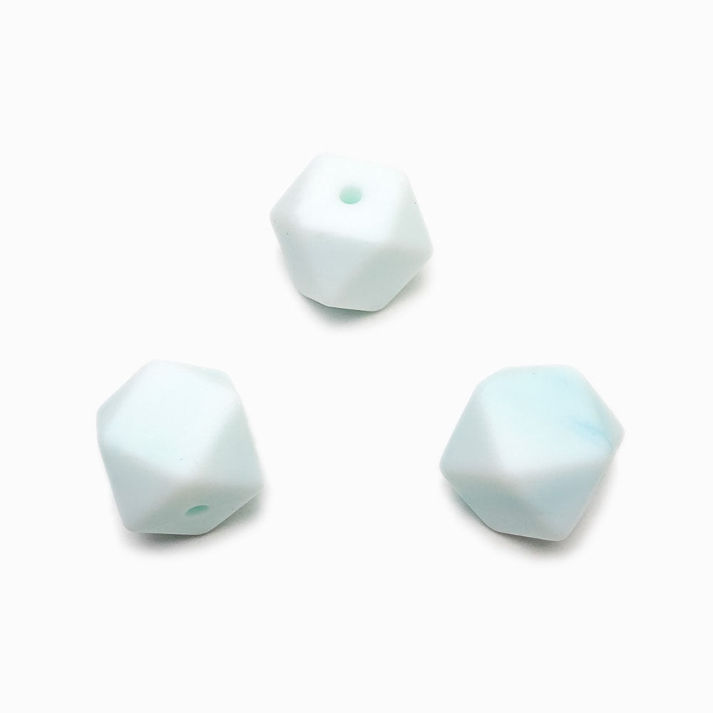 Contas de silicone hexagonal ciano claro