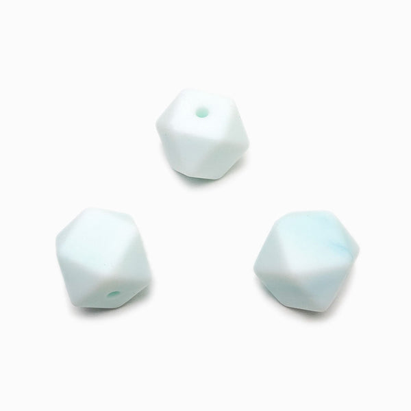 Contas de silicone hexagonal ciano claro