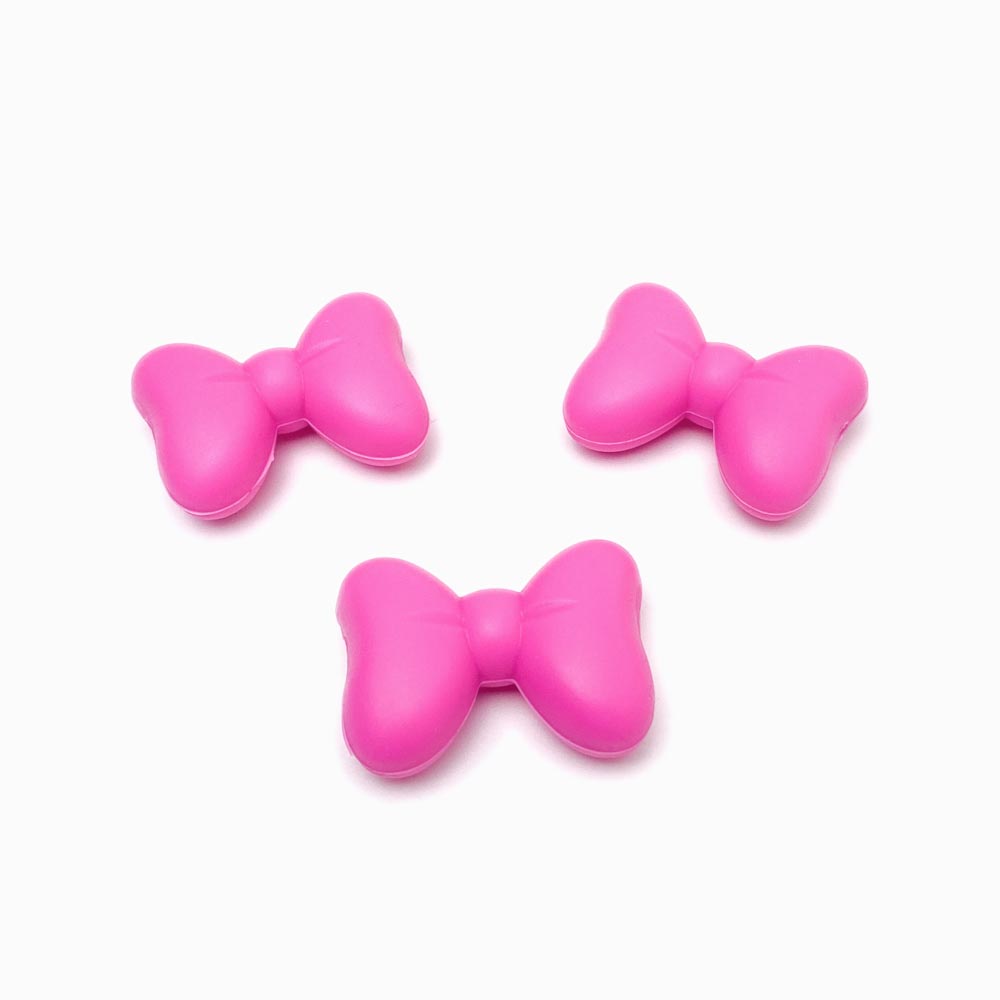 Laço em silicone para montar porta-chucha rosa choque