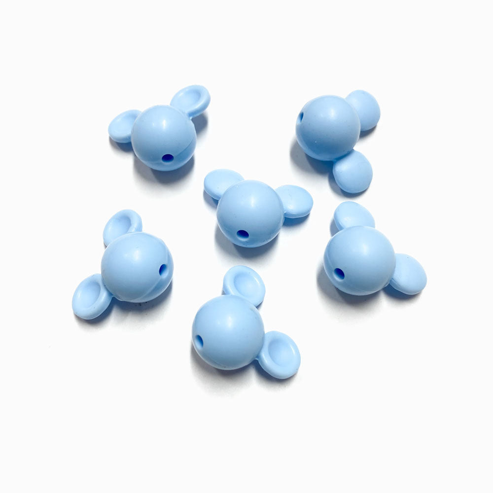 Cabeça de mickey em silicone para montar porta-chucha azul bebé