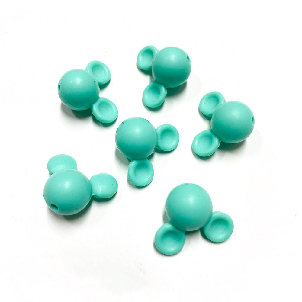 Cabeça de mickey em silicone para montar porta-chucha turquesa