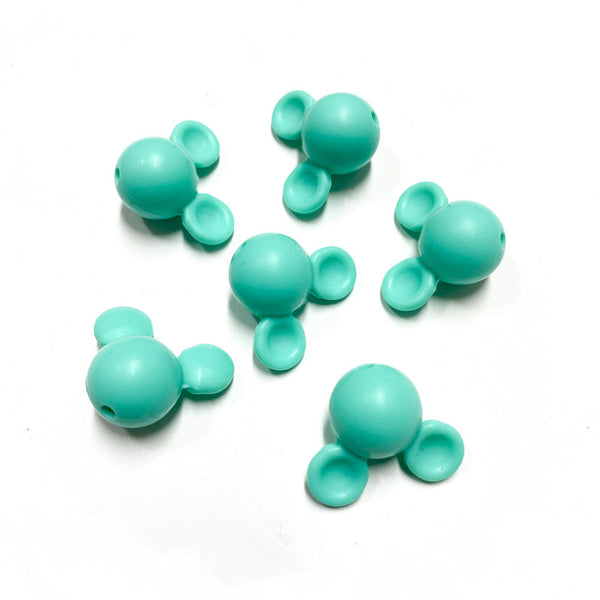 Cabeça de mickey em silicone para montar porta-chucha turquesa