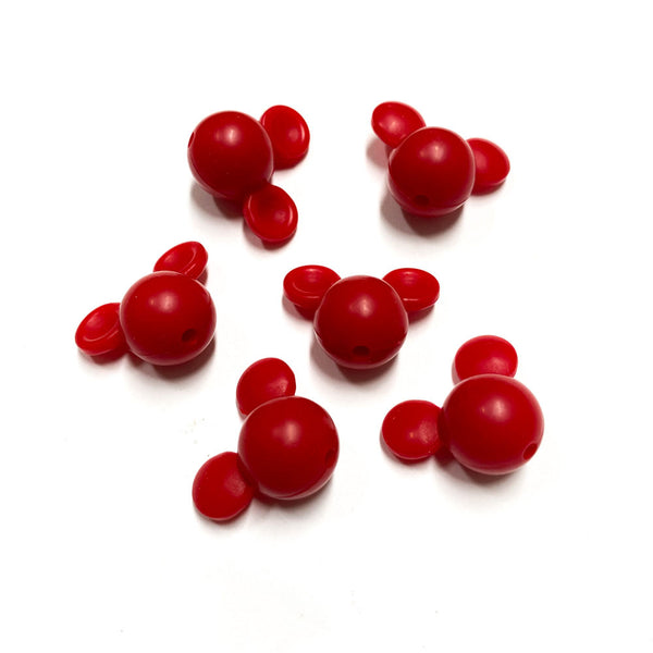 Cabeça de mickey em silicone para montar porta-chucha vermelho