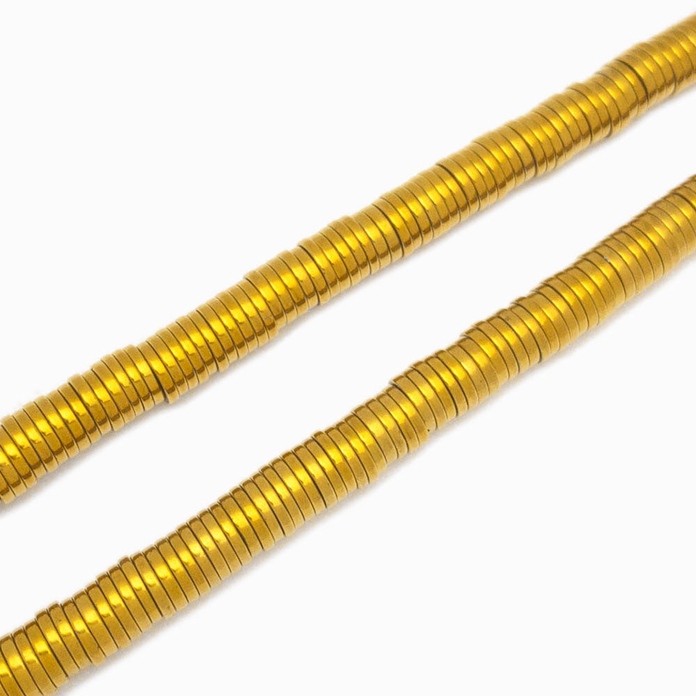 Disco hematite dourado 6x4mm
