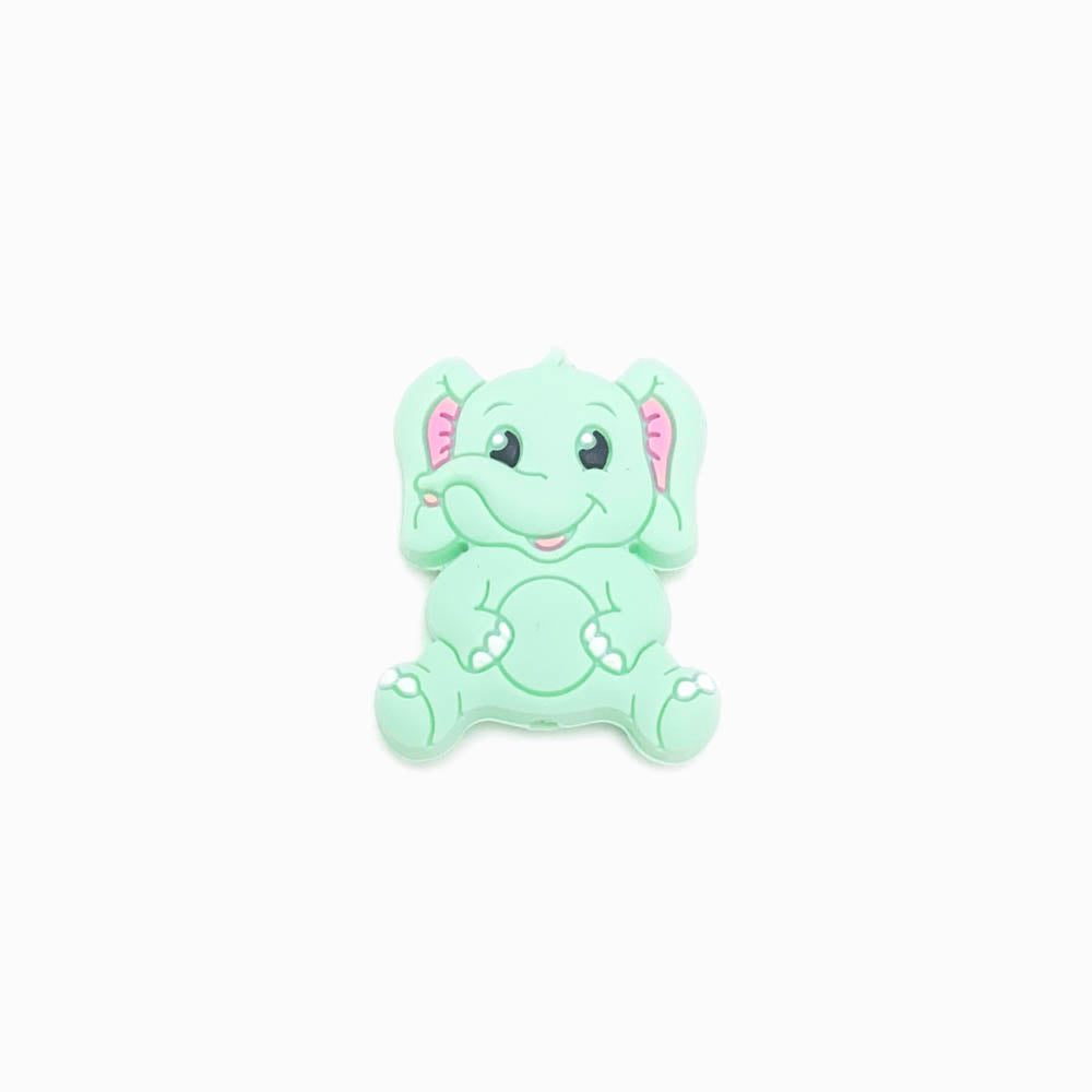 Contas de silicone para prendedor de chucha design elefante verde água