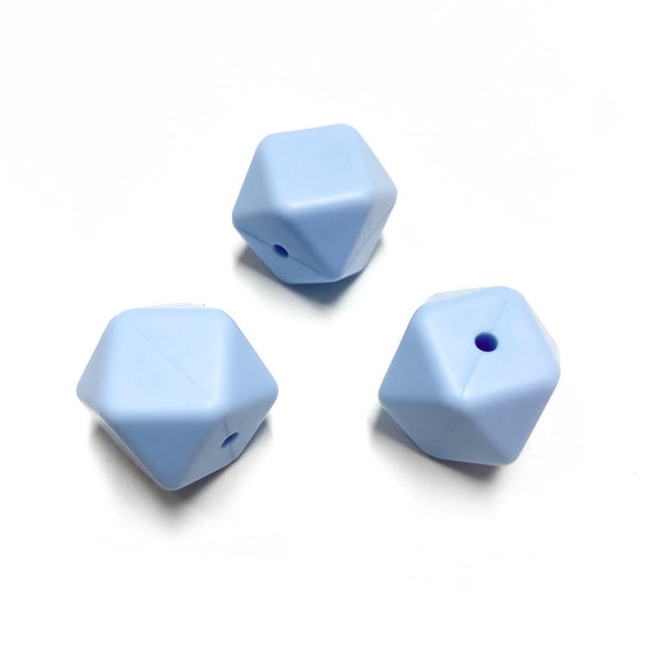 Contas de silicone hexagonal azul bebé