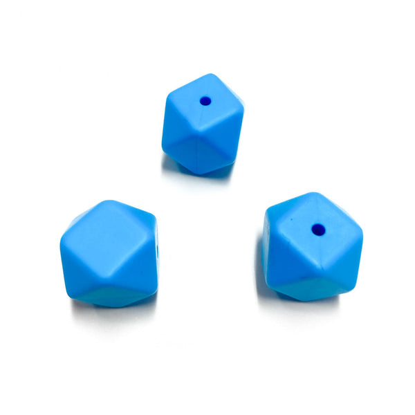 Contas de silicone hexagonal azul celeste