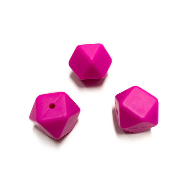 Contas de silicone hexagonal rosa choque