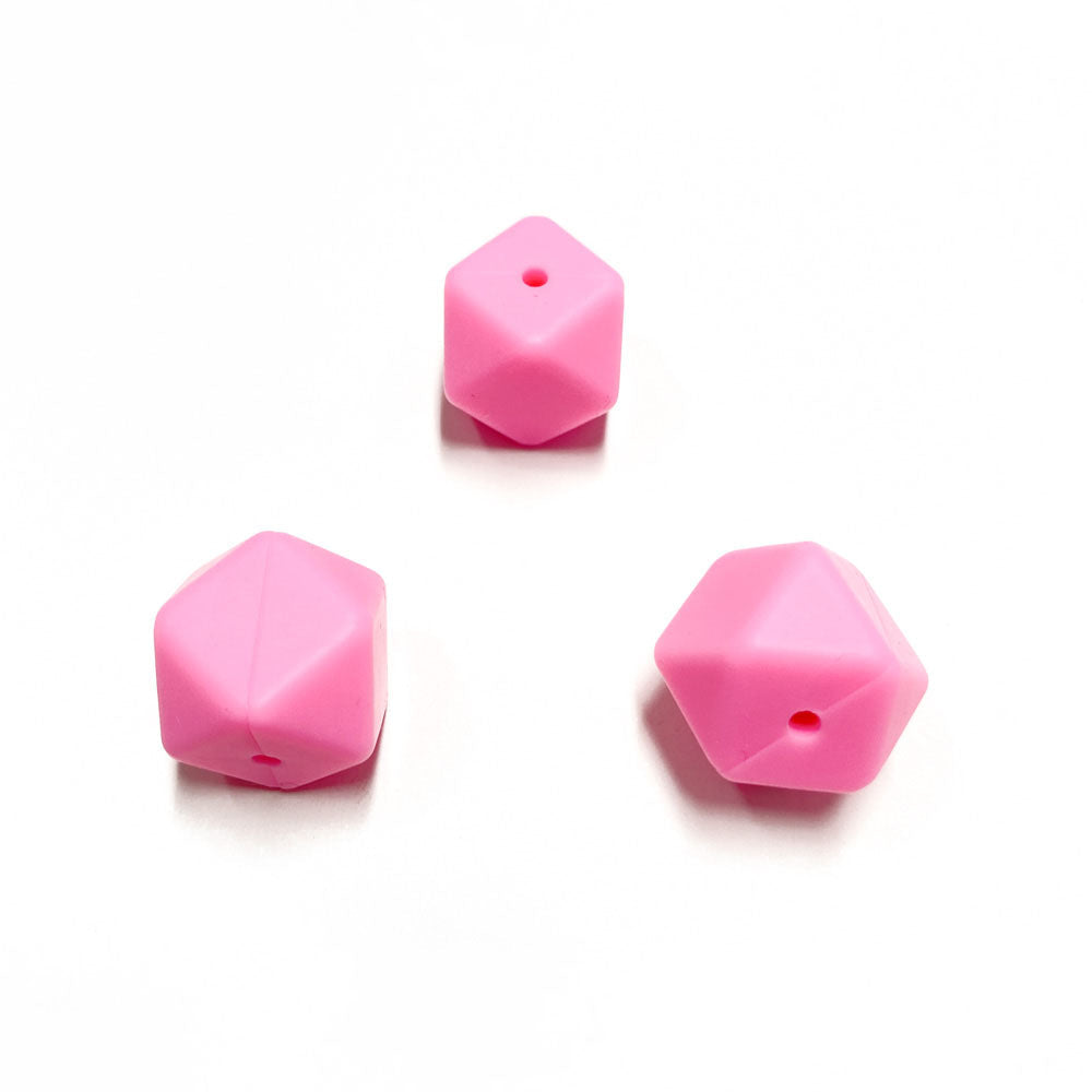 Contas de silicone hexagonal rosa forte