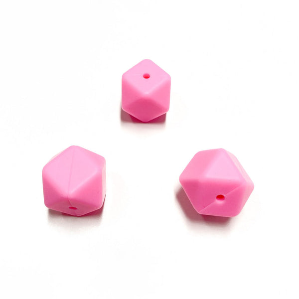 Contas de silicone hexagonal rosa forte