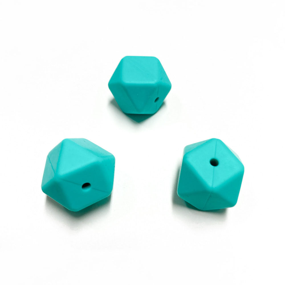 Contas de silicone hexagonal turquesa