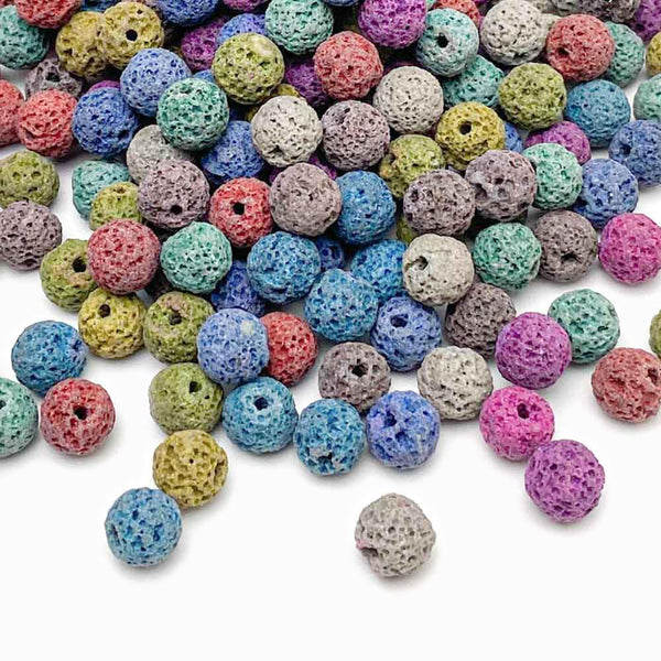 Contas de pedra vulcânica coloridas