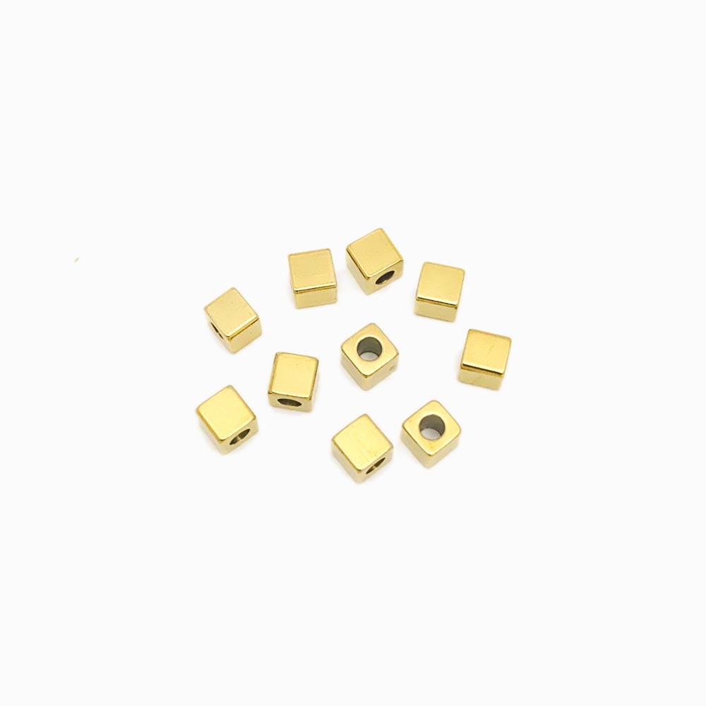 Pack 10 Espaçador Cubo 4mm - Aço Inox Dourado