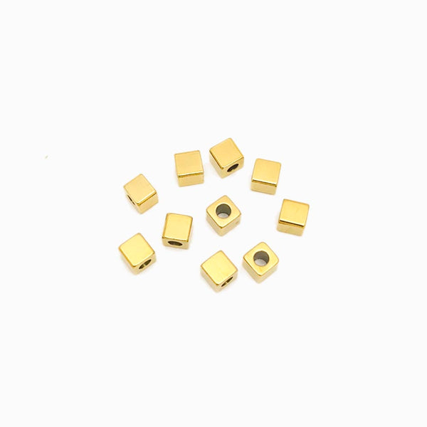 Pack 10 Espaçador Cubo 4mm - Aço Inox Dourado