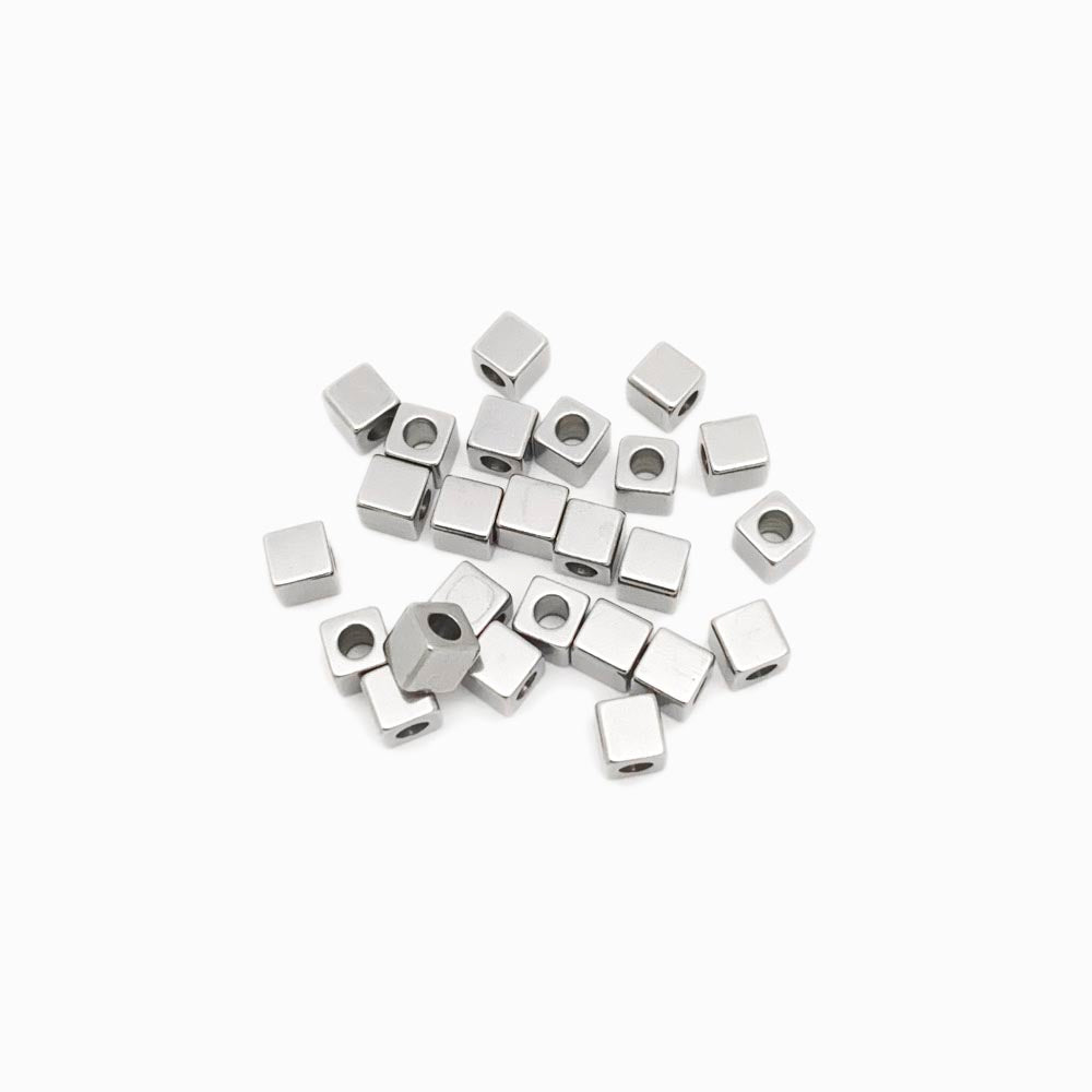 Pack 25 Espaçador Cubo 4mm - Aço Inox Prateado