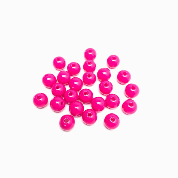contas de acrílico rosa choque 8mm