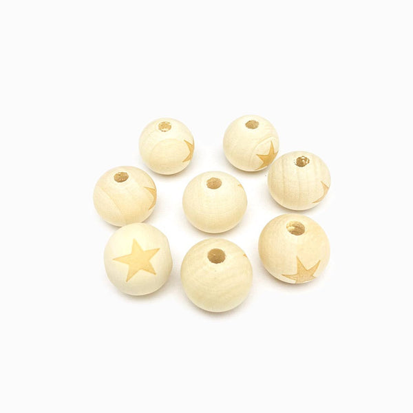 contas de madeira com recorte estrela 20mm