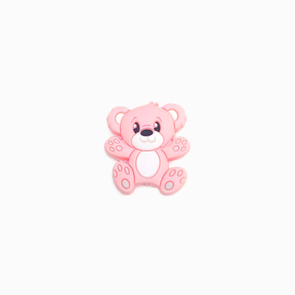 Contas de Silicone para Prendedor de Chucha Urso Bebé 30x25mm ROSA