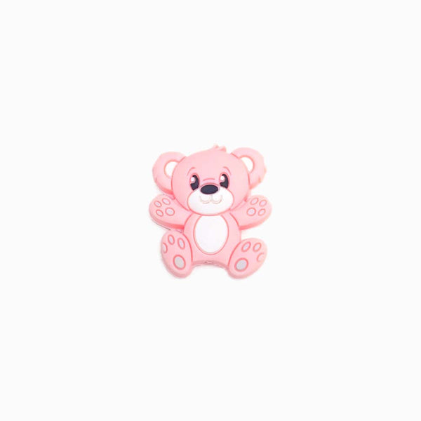 Contas de Silicone para Prendedor de Chucha Urso Bebé 30x25mm ROSA