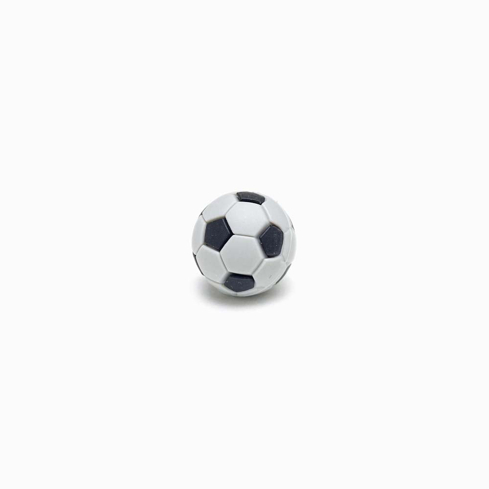 Contas de Silicone Futebol 18mm Cinza